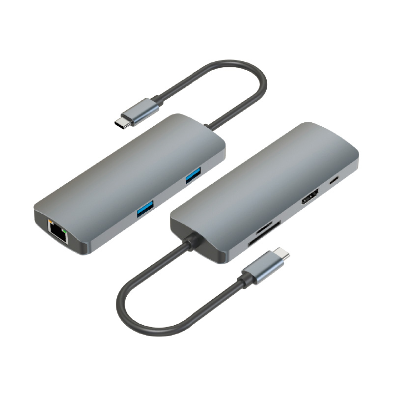 USB-C to HDMI+USB3.0*2+SD/TF+LAN+PD  Adapter WT-DOCK004
